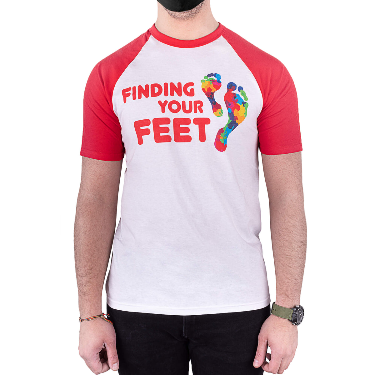 finding your feet foot soldier ringer tee red