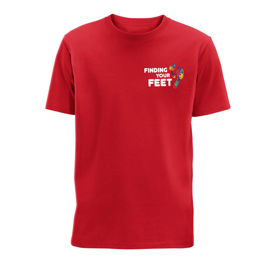 Kids Logo T-Shirt | Red | Front View | Finding Your Feet