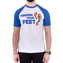 Load image into Gallery viewer, finding your feet foot soldier ringer tee blue
