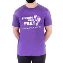 Load image into Gallery viewer, finding your feet purple stumping up t-shirt
