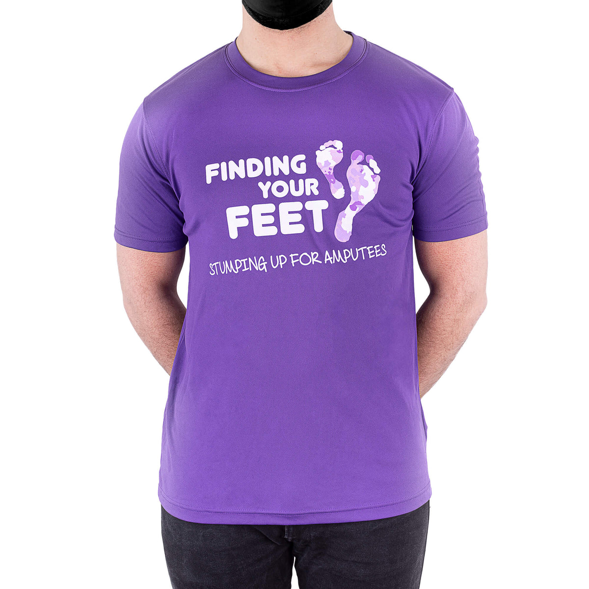 finding your feet purple stumping up t-shirt